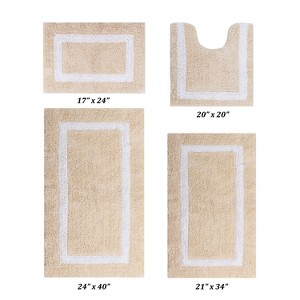 Hotel Bath Rug 100% Premium Cotton Tufted Weave Two Tone Reversible 4 Piece Bathroom Rug Set, Super Soft & Water Absorbent, Machine Washable Bathmat - 1 of 4