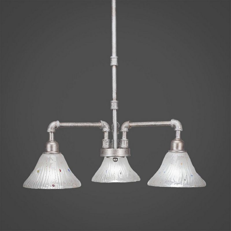 Toltec Lighting Vintage 3 - Light Chandelier in  Aged Silver with 7" Frosted Crystal Shade, 1 of 2