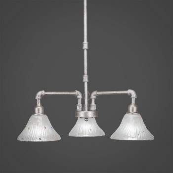 Toltec Lighting Vintage 3 - Light Chandelier in  Aged Silver with 7" Frosted Crystal Shade