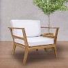 Sunnydaze Bodie Acacia Wood Patio Armchair with Bone White Cushions - Natural - 3 of 4