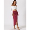 Allegra K Women's Boho High Waisted Long Summer Beach Maxi Wrap Skirts with Slit - 4 of 4
