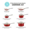 Martha Stewart Lockton 10pc Ceramic Interior Cookware Set Red: Skillets, Sauce & Fry Pans, Smooth Surface Compatible - 4 of 4