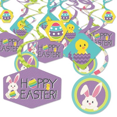 Big Dot of Happiness Hippity Hoppity - Easter Bunny Party Hanging Decor - Party Decoration Swirls - Set of 40