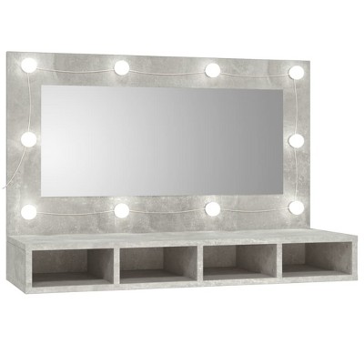 vidaXL Mirror Cabinet Concrete Gray Engineered wood, acrylic 35.4 in wide