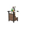 Ridstar Outdoor Kitchen Wicker Island Rolling Cart & Storage Cabinet with Wheels and Stainless Steel Extended Table Top-Brown - 3 of 4