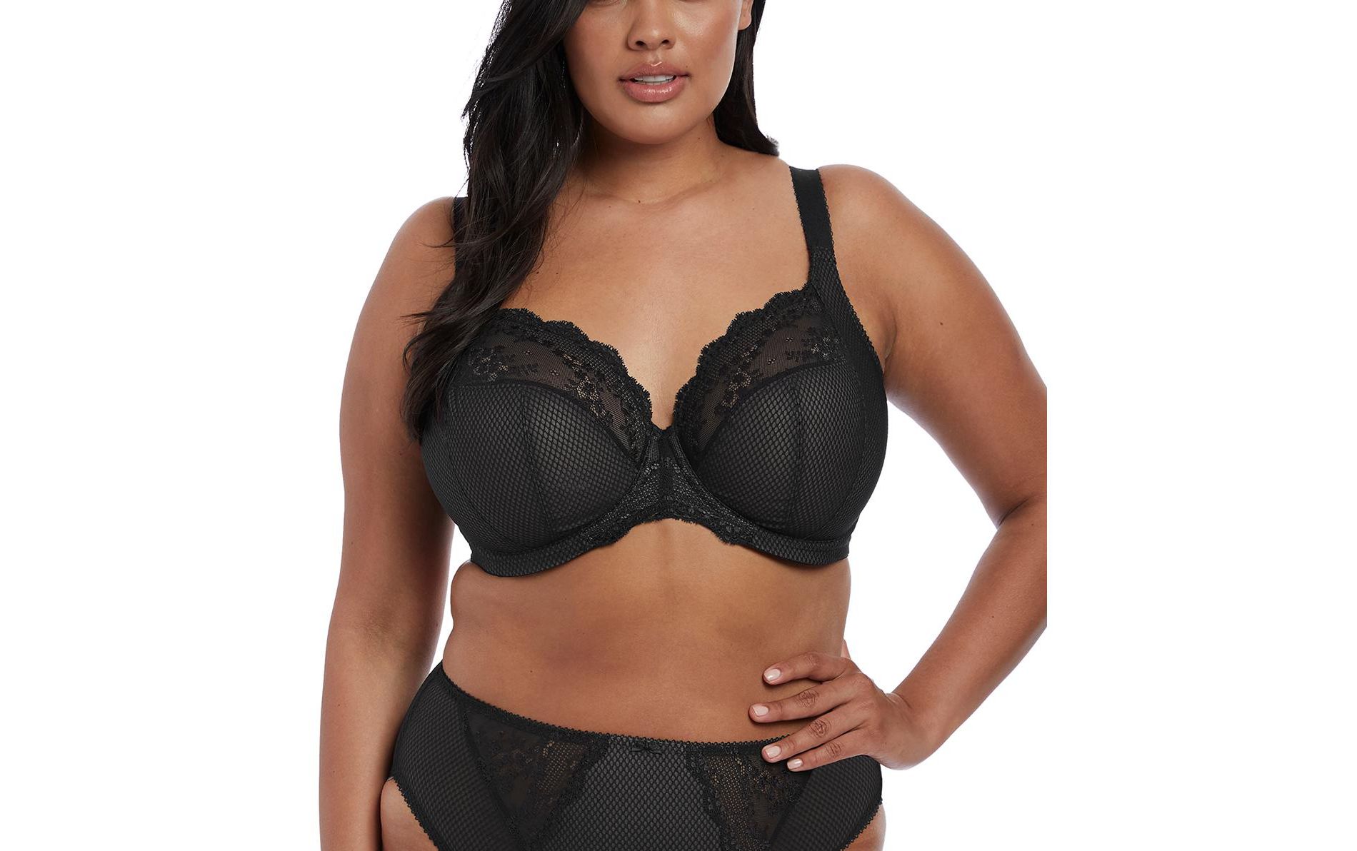 Elomi Women's Charley Banded Stretch Lace Plunge Underwire Bra,40G,Black