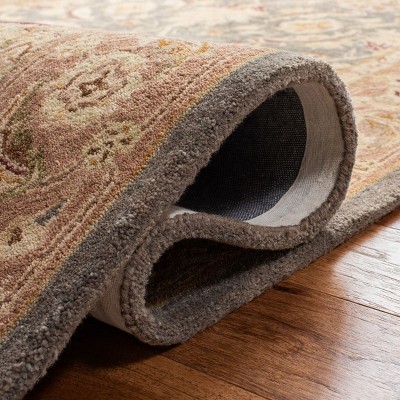 Handmade Tufted Floral Wool Area Rug in Blue and Brown