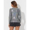 Allegra K Women's Long Sleeve Puff Sleeve Party Glitter Shiny Metallic Tops - 4 of 4