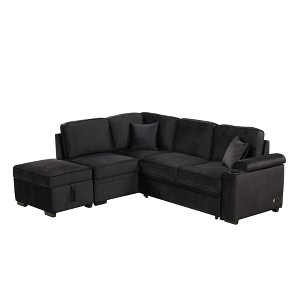 NicBex Sleeper Sofa Bed,2 in 1 Pull Out Sofa Bed L-Shaped Sectional Couch with Storage Ottoman for Living Room,Apartment,Office,Black - 1 of 4