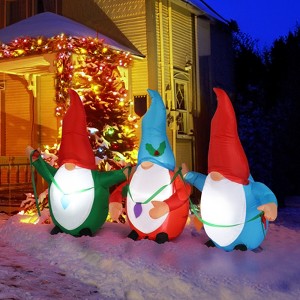6.6 FT Christmas Inflatable Decoration Inflatable Three Christmas Gnomes Elves Funny Blow Up Yard Decorations for Holiday Party Front Yard Lawn Garden - 1 of 4