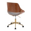 LumiSource Fabrizzi Office Chair Gold/Walnut Wood/Gray Fabric - 3 of 4