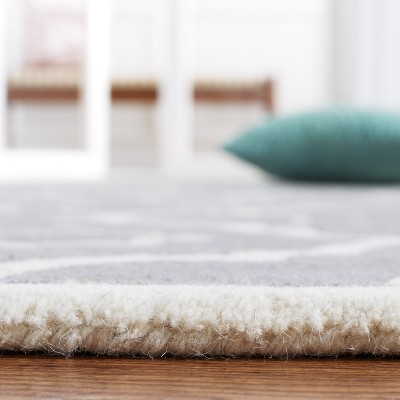 Ivory and Dark Grey Hand-Tufted Wool Square Rug
