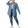 Agnes Orinda Women's Plus Size Lightweight Button Down Denim Long Sleeve Jackets - 2 of 4