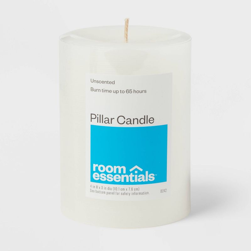 3&#34; x 4&#34; Unscented Candle White - Room Essentials&#8482;, 1 of 4