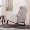Modern Glider Rocking Chair with Wooden Legs and Side Pocket, High-Back Recliner Armchair for Nursery, Living Room, Bedroom - 3 of 4