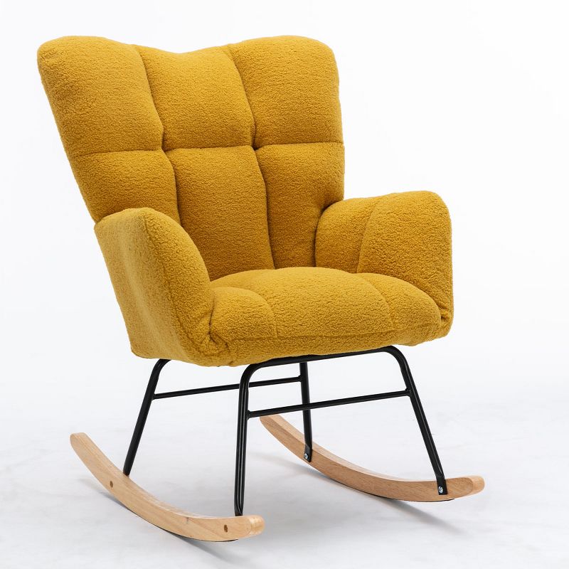 Epping Nursery Rocking Chair,Teddy Swivel Accent Chair,Upholstered Glider Rocker Rocking Accent Chair,Wingback Rocking Chairs-Maison Boucle, 4 of 12