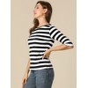 INSPIRE CHIC Women's Elbow Sleeves Boat Slim Fit Casual Stripe Animal Print Multi Floral Pattern T-Shirt - 4 of 4