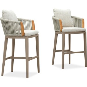 Purple Leaf 2-Pack Counter Bar Stools – Modern Olefin Upholstered with Back & Armrest, for Patio, Kitchen Island, Backyard - 1 of 4