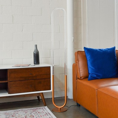 VYNXARIA 60"H Contemporary Floor Lamp, LED Standing Light for Living Room Centerpiece, Bedroom & Office Lighting,Gold and Clear