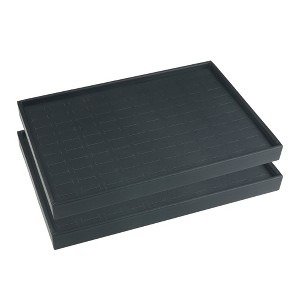 Unique Bargains Stackable Black PU Leather Jewelry Trays with Removable Dividers - 1 of 4