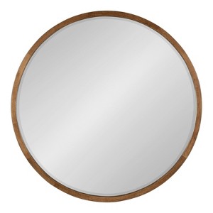 Kate and Laurel McLean Round Wood Framed Wall Mirror, 24" Diameter, Rustic Brown - 1 of 4