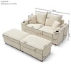 TiramisuBest Loveseat with Ottomans, Corduroy Fabric Modular Sectional Sofa, Comfy Deep Plush Couch with Two Pillows for Living, Bedroom, Cream - 4 of 4