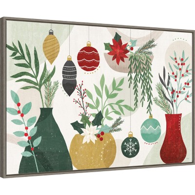 Amanti Art Deco Holiday Vases I by Veronique Charron Canvas Wall Art Print Framed 33-in. x 23-in.