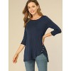 Allegra K Women's 3/4 Sleeve Round Neck Button Decor Casual Stretchy Tunic Tops - 3 of 4