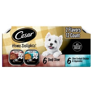 Cesar Home Delights Beef, Gravy, Chicken and Vegetables Variety Pack Small Breed Wet Dog Food - 2.64lbs/12ct - 1 of 4
