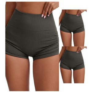 INSPIRE CHIC 3 Packs Women's High Waist Slimming Waist Butt Lifter Control Panties Workout Sport Running Short - 1 of 4
