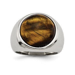 Black Bow Jewelry Men's Large 20mm Stainless Steel Tiger's Eye Tapered Ring - 1 of 4