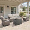 Belord Outdoor Patio Furniture Set with Propane Firepit Table with Glass Wind Guard, Patio Firepit Set with Patio Sofa and Swivel Rocking Glider Chair - 2 of 4