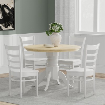 Glenwillow Home 42" Round Pedestal Dining Table + Slat Back Dining Chairs Dining Set