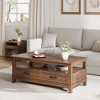 Farmhouse Coffee Table with Drawers, 47.2" Center Table Rustic Coffee Tables Walnut Living Room Table - 2 of 4