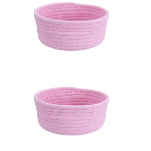 REGALWOVEN Home Decor Entryway Desk Key Tray Round Woven Storage Basket 2 Pcs - 1 of 4