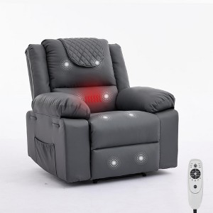 GustoWave Adult Recliner Chair with Heating & Massage, 135° Adjustable Manual Recliner with Side Storage Pockets & Remote Control - 1 of 4
