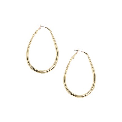 SOHI Women's Champayne Gold Minimal Oval Hoop Earrrings