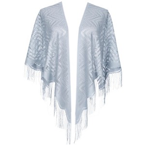 INSPIRE CHIC Shawls and Wraps for Evening Dresses Lace Mesh Fringe Scarves 1Pc - 1 of 4