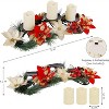 Christmas Candle Holders, Christmas Tabletop Poinsettia Centerpiece with 3 Flameless Candle - 2 of 4