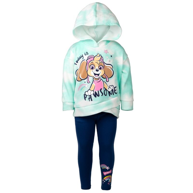 Paw Patrol Everest Skye Girls Pullover Crossover Fleece Hoodie and Leggings Outfit Set Toddler to Little Kid, 2 of 9