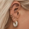 Small gold hoop earrings set for women with diamond pave and sterling silver posts. - 4 of 4