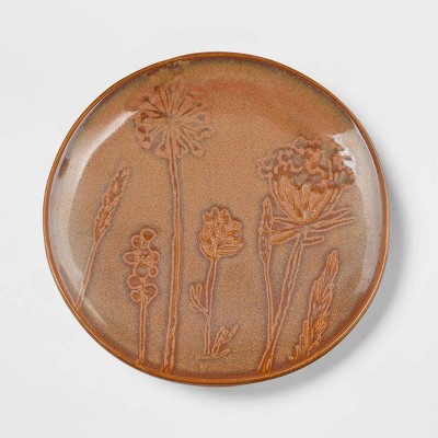 6" Stoneware Floral Dessert Plate Orange - Threshold™