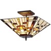 Homestock Farley Tiffany-Style Mission 2 Light Semi-Flush Ceiling Fixture 14" Shade - 2 of 4
