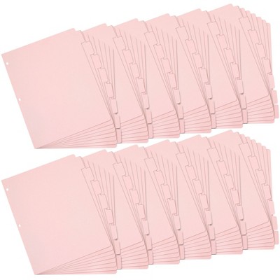 ASUNFO 8 Pcs A4 Tab Pink Binder Dividers with Tabs 3 Ring Binder