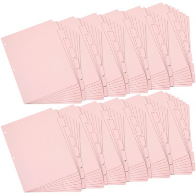 12 Pack Paper Binder Dividers for 3 Ring Binders with 8 Tabs, Pink