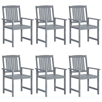 vidaXL Garden Chair Set of 6 Grey Solid Acacia wood Standard Durable