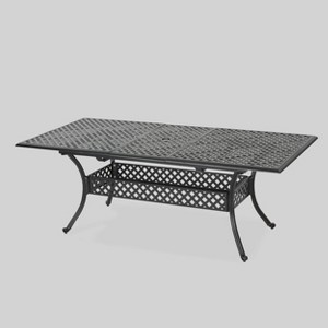 Abigail Rectangle Cast Aluminum Expandable Outdoor Patio Dining Table - Copper - Christopher Knight Home: Weather-Resistant, Seats 8, Removable Leaf - 1 of 4