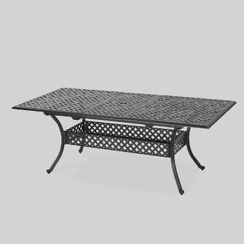 Abigail Rectangle Cast Aluminum Expandable Outdoor Patio Dining Table - Copper - Christopher Knight Home