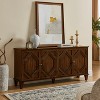 Gulches 65 in Walnut Rectangular Solid Wood MDF Console Table with 2 Compartments Adjustable Shelf Brass Handles - 4 of 4