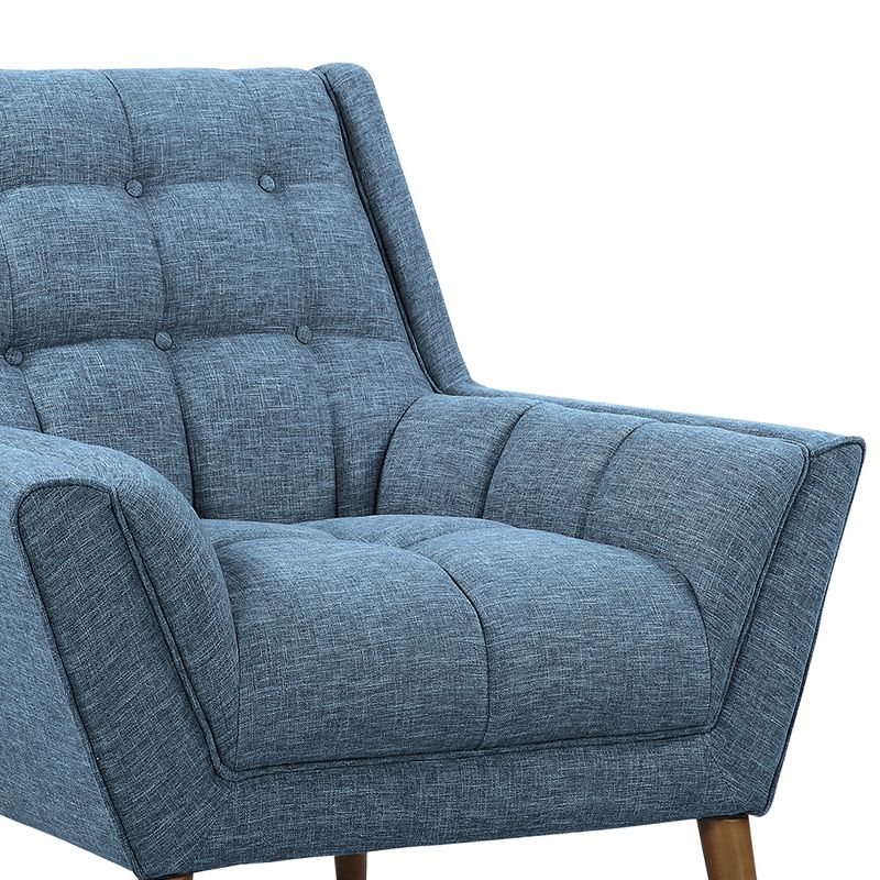 Cobra Mid-Century Modern Chair in Blue Linen and Walnut Legs - Armen Living, 6 of 8